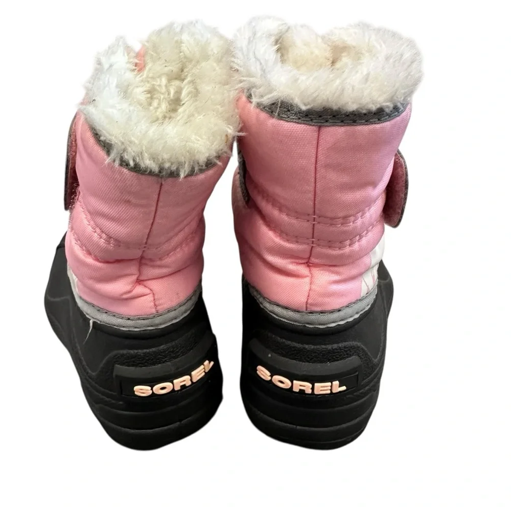 Sorel Snow Commander Winter Boots Lined Pink White Black Toddler‎ Size 6
